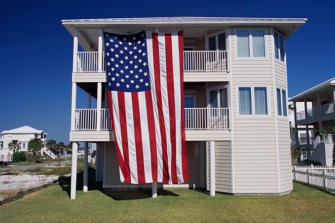 Homissor American Flag 20x38 Ft Large US Flags - Giant United State USA Flag Heavy Duty Outdoor Embroidered Stars for All Weather High Wind Sewn Stripes With Brass Grommets