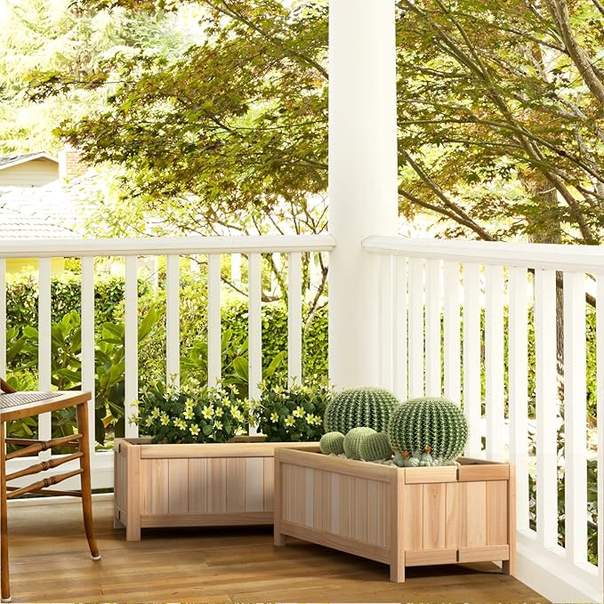 Giantex Raised Garden Bed Folding Flower Planter Vegetable Folding Planting Box for Patio Lawn Garden Backyard Elevated Outdoor Wood Planter Boxes, 27.5" Lx12 Wx10 H