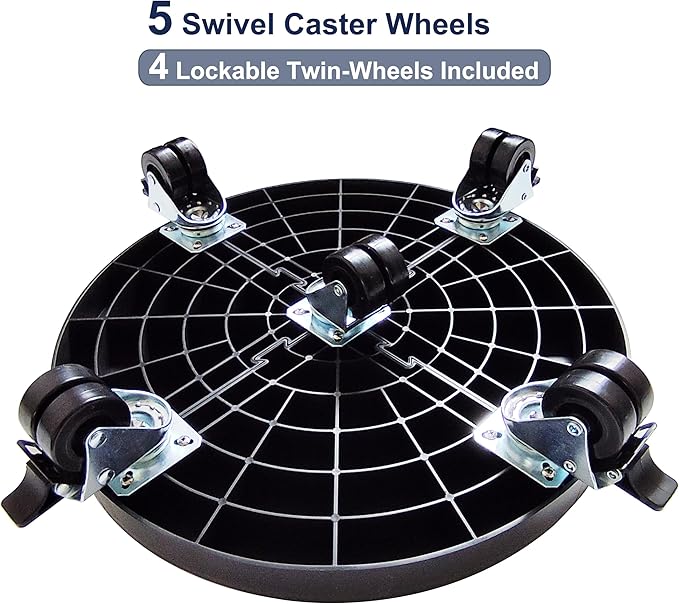 16 Inch Plant Caddy with Wheels Outdoor Indoor 2 Pack, Large Rolling Plant Stand for 500lb Heavy Duty Flower Pots, Round Plant Rollers Lockable Potted Planter Dolly, Black