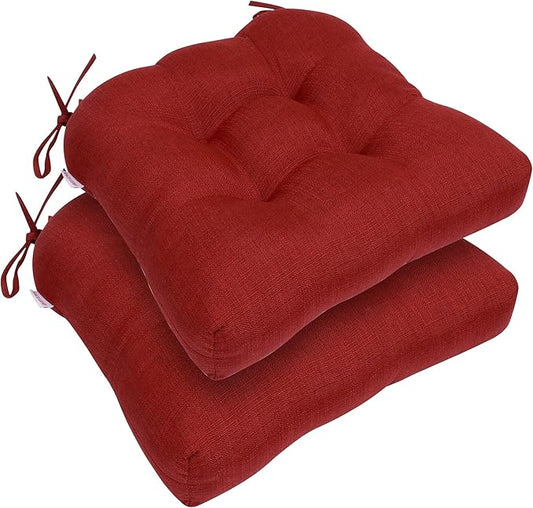 RACE LEAF 17" x 17" Patio Chair Seat Pads Red - Outdoor/Indoor Patio Cushions Set of 2 - Replacement Cushions for Chairs and Seating - Olefin Seat Pads for Porch, Deck, and Garden Seats