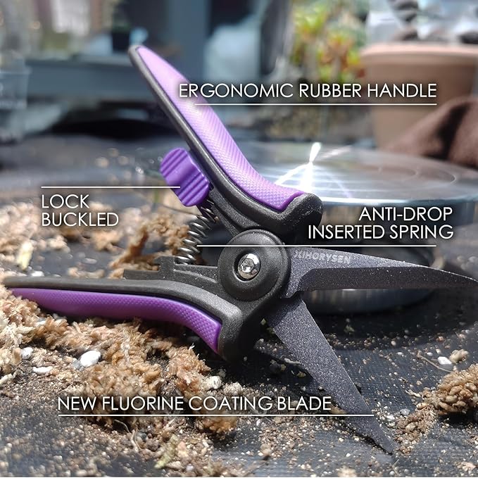 Non-stick Resin Resist Blade Micro-Tip Garden Snips 6" Fluorine Coating Garden Scissors Pruning Shear Precision Bud Trimming Hand Pruner Leaf Stem Sharp Snips Effort-saving 2 PACK