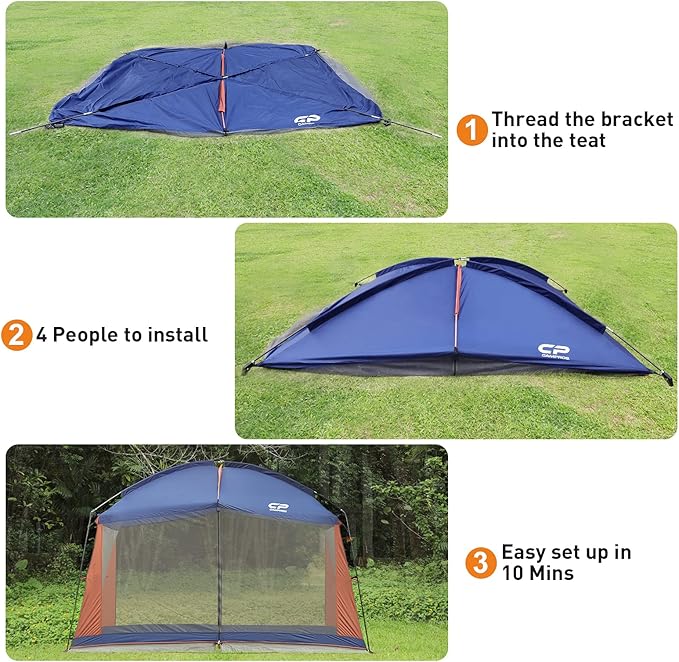 CAMPROS CP Screen House 12 x 10 Ft Screened Mesh Net Wall Canopy Tent Screen Shelter Gazebos for Patios Outdoor Camping Activities - Blue
