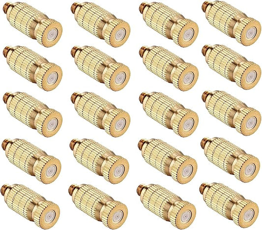 20pcs High Pressure Atomizer Nozzle Brass Misting Nozzles for Outdoor Cooling System, Landscaping, Greenhouse Irrigation, Air Humidification, Anti-Drip Fogging Spray Head(0.004"/0.1mm)