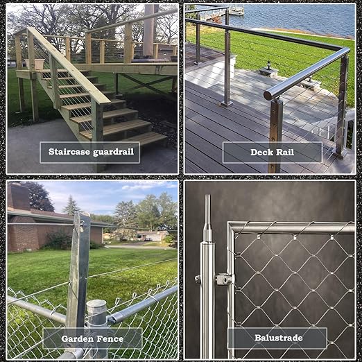 1/8" Wire Rope | 165FT Stainless Steel Cable with Cable Cutter | 7x7 Strand Core for Railing, Hanging, Garden Wire