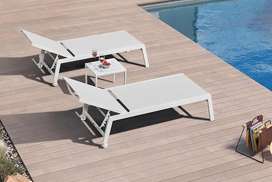 PURPLE LEAF Lounge Chair Pool Chaise Lounge Outdoor Cream 2 Sets