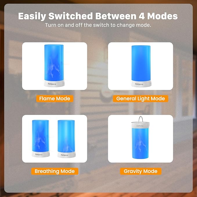 【Upgraded】 LED Flame Lights with Remote & Timer, 4-Mode Rechargeable Battery Operated Flameless Candles, Waterproof Pillar Flickering Lanterns for Room Patio Wedding Halloween Home Decor, Blue