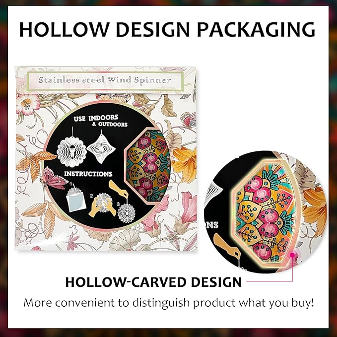 Wind Spinners Outdoor Mandala Lucky Star,Laser Cut Metal Kinetic Art Wind Spinner Gift for Christmas,12In Stainless Steel Hanging Yard&Garden 3D Wind Sculpture Decorations Indoor Spinners