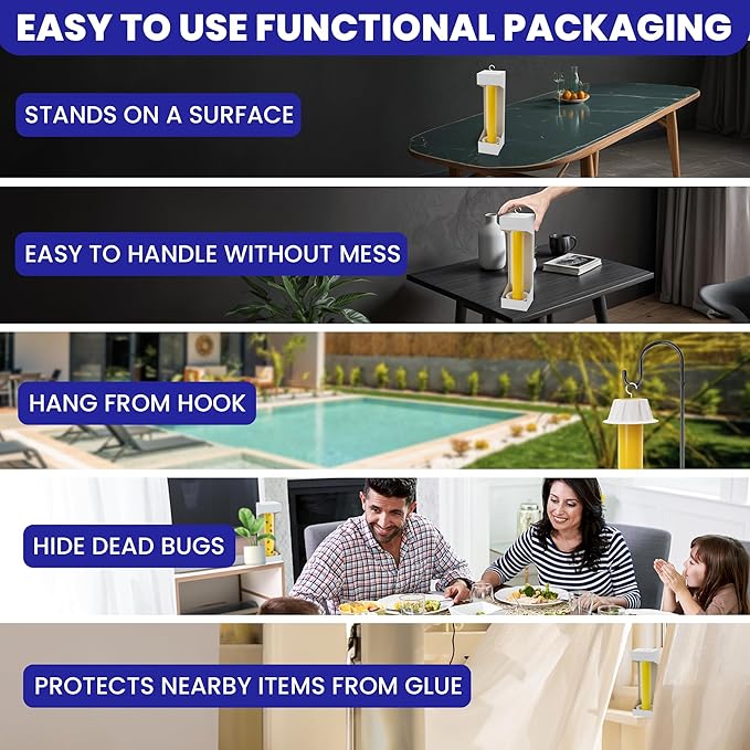 Fly Stick Sticky Fly Traps for Indoors Outdoor 6pk. Non-Toxic Super Sticky Hanging Flies Catcher Paper Tape Strips for Home. Catches All Bugs and gnats. Indoor Outdoor House Flying Insect Trap