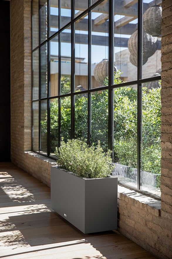 Veradek Block Series Long Box Planter - Large Rectangular Planter for Indoor or Outdoor Patio/Porch | Durable All-Weather Use with Drainage Holes | Modern Décor for Tall Plants, Flowers or Shrubs