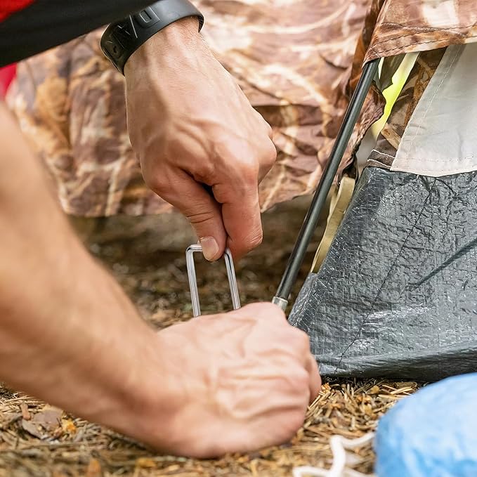 5 Inch Landscape Staples Galvanized Garden Stakes, Heavy Duty Garden Pins for Fences, Lawns, Weed Barriers and Landscape Fabrics, Irrigation Hose,Yard Lawn, Landscape Fabric. (5 inch, 100)