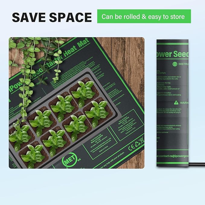 iPower 20" x 20" Durable Waterproof Seeding Heat Mat with Digital Thermometer for Providing Reliable Warmth for Indoor hydroponic Plant Germination