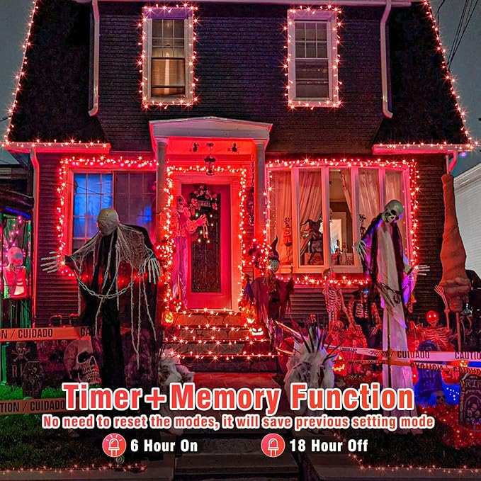 Vivideal 33ft Red Christmas String Lights Outdoor, 100 LED 8 Modes Clear Wire, Connectable Waterproof Plug-in Pink Christmas Tree Decor for Bedroom Indoor Outdoor