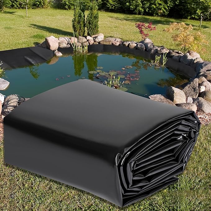 Pond Liners 20 x 20 Feet, Easy Cutting LDPE Pond Liner 20 Mil, High Preformed Koi Pond Liner for Ponds, Streams, Fountains and Garden Waterfall
