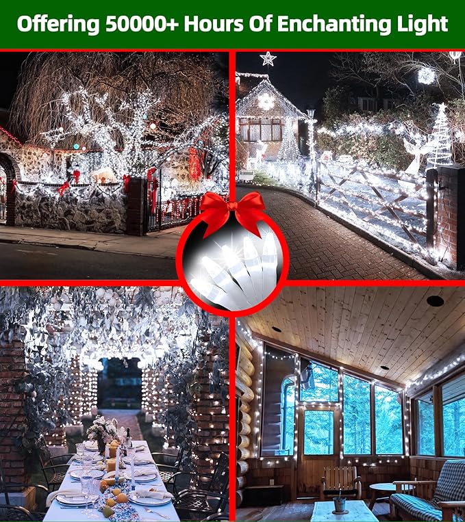 1500 LED Chrstmas String Lights, 492FT Super Long Christmas Lights with 8 Modes, Christmas Tree Lights with Timer Memory for Indoor Outdoor Tree Fence Garden Xmas Wedding Party Decor Cool White