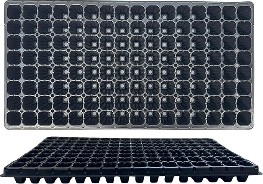 128 Cell Seedling Plastic Nursery Trays, 10 Pack, Thick Durable Germination Plug Trays, 1280 Cells Reusable Plant Propagation