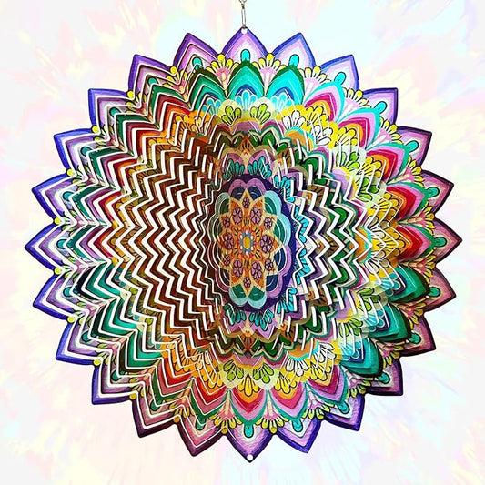 Wind Spinners Outdoor Mandala Lucky Clover,Wind Spinner Lucky Gifts for Women/Mother/Father/Men,Stainless Steel Kinetic 3D Wind Spinner Outdoor&Indoor Decoration Yard Art Garden Decor