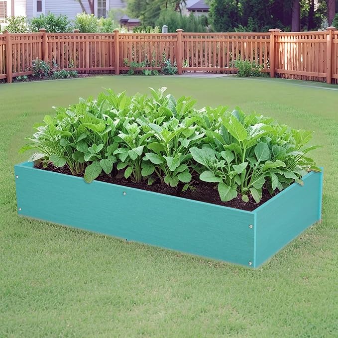 HDPE Raised Garden Bed 47.24 * 24.4 * 9.65 in,Vegetable Planter Bed Outdoor,Elevated Horticulture Planter Bed,Waterproof,Rot-Resistant and Non-Cracking Above Ground Garden Bed(Aruba Blue)