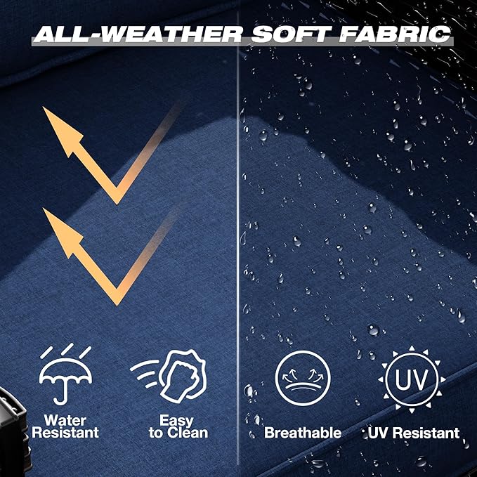 Joyside Wicker Patio Furniture Sets, 8 Pieces Upgraded Large Size Outdoor Furniture with Swivel Rocking Patio Chairs, Patio Dining Chair, 3-Seat Sofa, Outdoor Ottoman, Thick Cushions, Wide Armrest