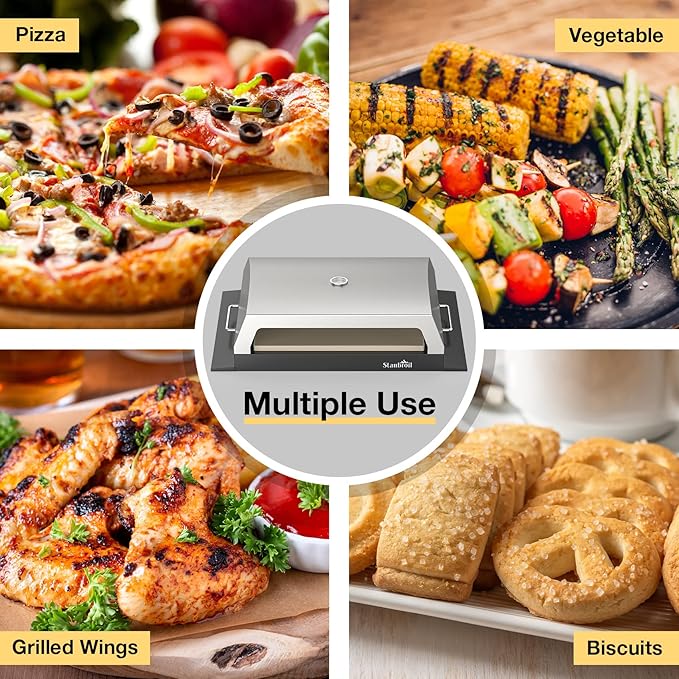 Stanbroil Outdoor Pizza Oven for Blackstone 22" 28" 36" Flat Top Gas Grill, with 19" x 15" Pizza Stone