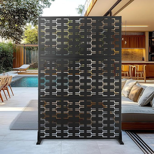 Outdoor Privacy Screen,72" H×47" W Metal Privacy Screen, Freestanding Privacy Fence Panels for Patio
