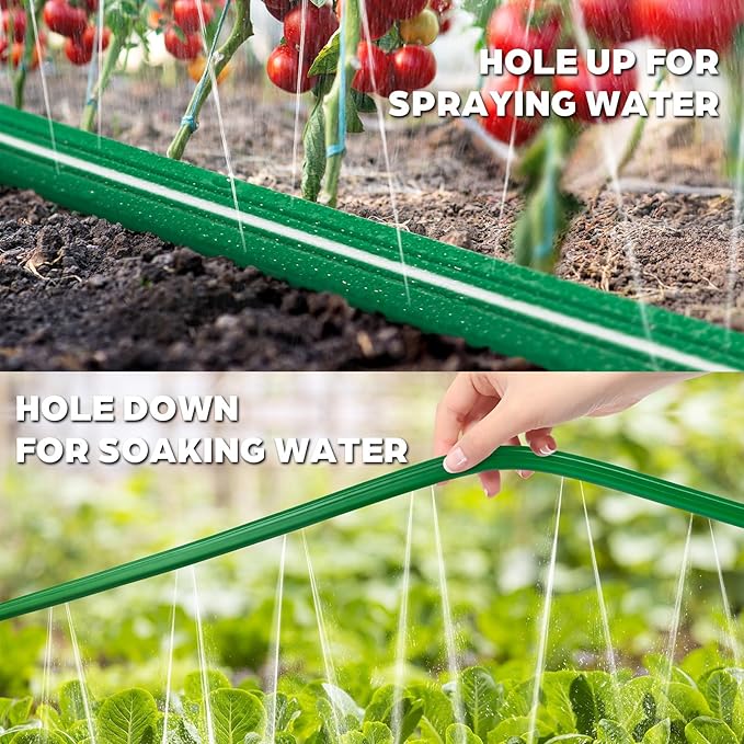 Jin&Bao Sprinkler Hose with Holes 25FT, Heavy Duty Watering Garden Hose, High-Efficiency Sprinklers System for Lawn and Garden with Staples