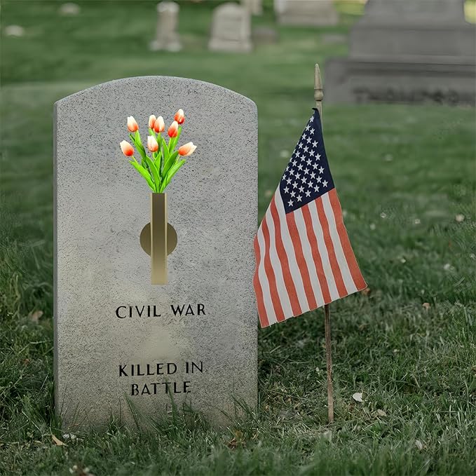 Self Adhesive Wall Vase Metal Tube Decoration Holder Used to Display Dried Flower, Faux Flowers, Fake Flowers, Also Suitable for Cemetery Memorial Decoration (1 PCS Gold)