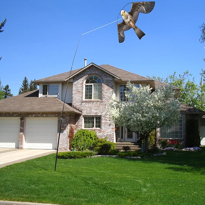 Bird Hawk Flying Kite with Pole Crops Farm Protector Bird Scarer Flying Kite with 6m Pole-Style B