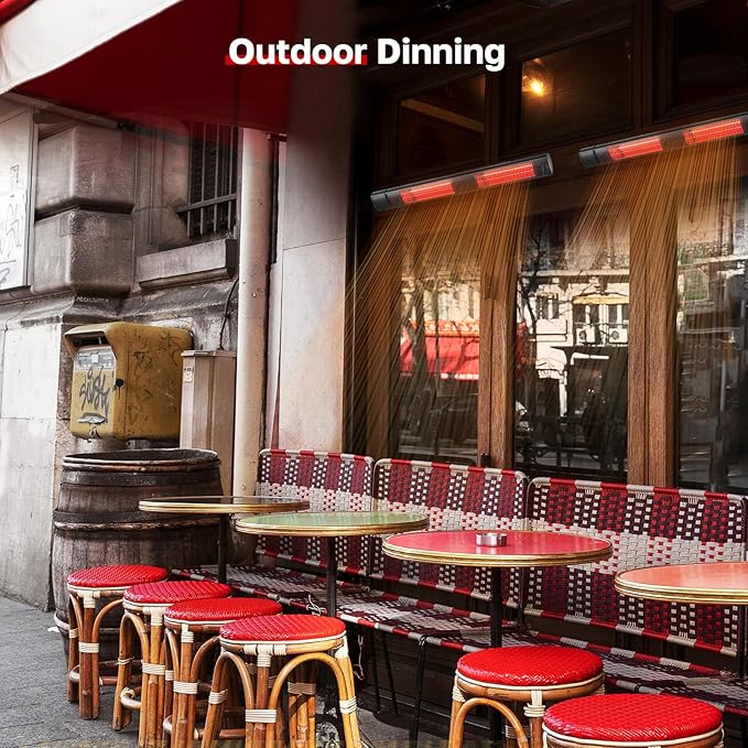 ThermoMate Infrared Heater, Outdoor Heater for Patio, Garage, Restaurant, 3000W Golden Halogen 240V with Remote, ETL Certified Black