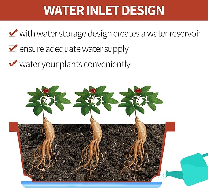 Window Box Planter, 7 Pack Plastic Vegetable Flower Planters Boxes 17 Inches Rectangular Flower Pots with Saucers for Indoor Outdoor Garden, Patio, Home Decor (Red)