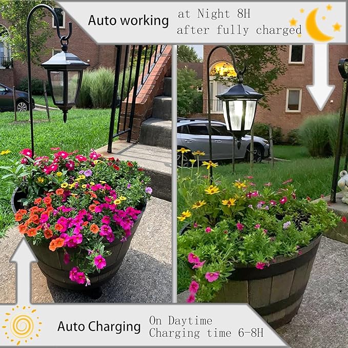 Viewsun 34 Inch Hanging Solar Lights, Shepherd Hook Lights with 2 Shepherd Hooks Waterproof Outdoor Decorative Solar Lantern Lights for Garden Decor, Patio, Backyard, Pathway, 4 Pack