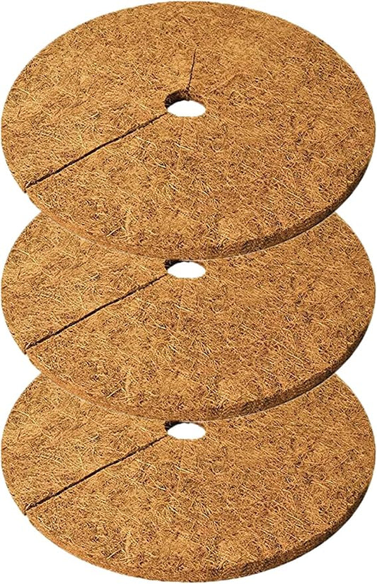 Deepthi 12-Inch Coco Coir Mulch Mats – Pack of 3 Natural Coconut Fiber Discs – Tree Ring Guards, Pot Covers, Sapling Root Protection, Weed Barrier, Moisture Retention for Garden & Potted Plants