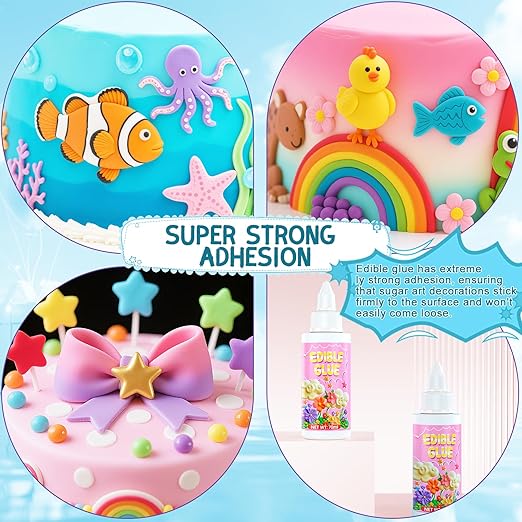 Edible Glue for Cake Decorations - 5 oz Super Adhesive Edible Fondant Flowers Cake Decorations, Fast Drying Edible Glue for Fondant, Icing Decorations, Cake Decorating - 140ml