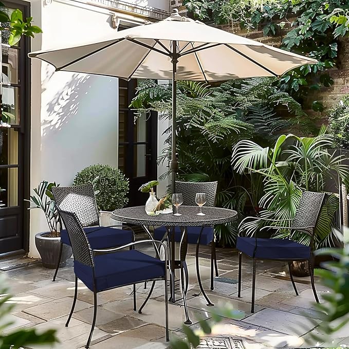 Favoyard Patio Chair Cushions 18 x 18 x 3 Inch Waterproof Outdoor Seat Cushions for Patio Furniture 3-Year Color Fastness Garden Sofa Couch Pads with Handle & Adjustable Straps Set of 2, Blue