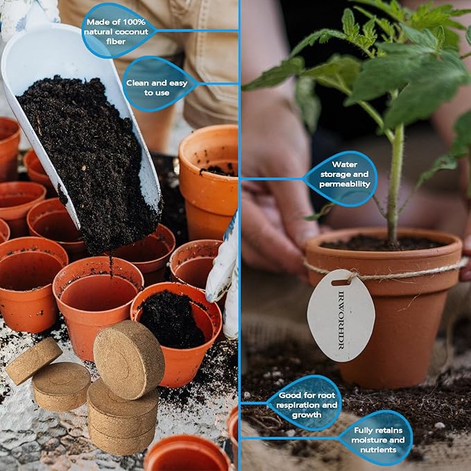 56 Pcs 40mm Compressed Coconut Coir Potting Soil,Coco Coir Pellets for Plants,Coco Fiber Pellets for Planting, Garden, Bonsai, Vegetables & Flower