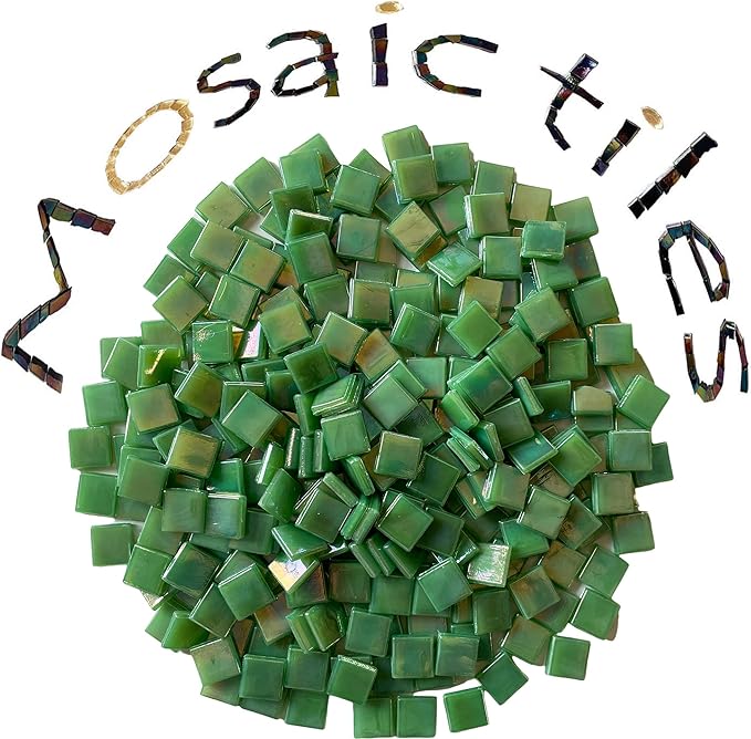 SMEIINIK 500g/1.1lb Iridescent Glass Mosaic Tiles for Crafts, Square Pieces for Mosaic Works, DIY Supplies, (WJ25-14)