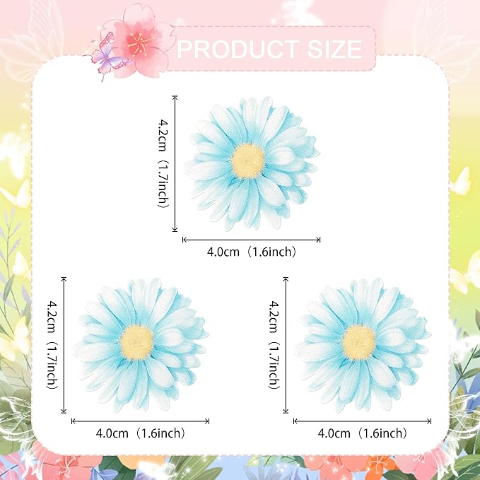 60 PCS Edible Daisy Cupcake Toppers Wafer Paper Daisy Cupcake Picks Edible Daisies Wildflower Birthday Party Decorations for Baby Shower Wedding Birthday Party Cake Food Decorations Supplies Blue