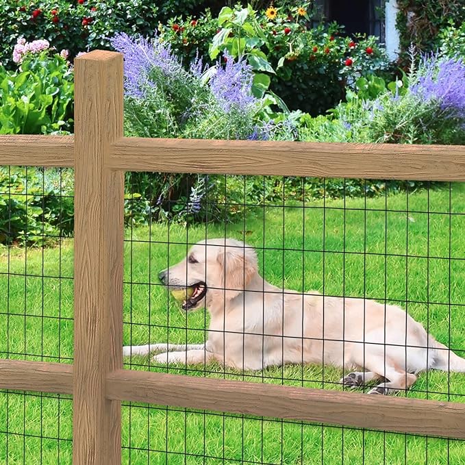 Black PVC Coated Welded Wire Fence 36 Inch x 50 Foot, 2 Inch x 4 Inch 14GA, Garden Border Fencing Roll Vinyl Coating Metal Wire Mesh Hardware Cloth for Yard Vegetable Plant Protection