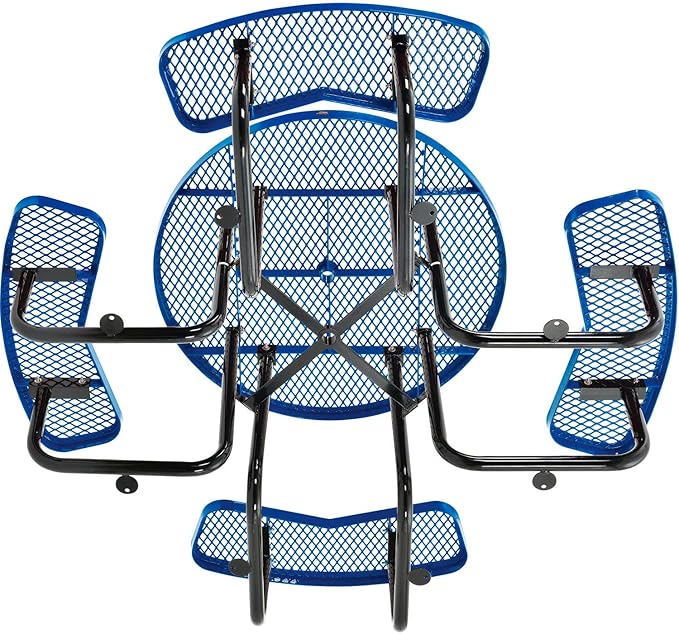 GLOBAL INDUSTRIAL 46 inch Expanded Metal Round Picnic Table, Blue