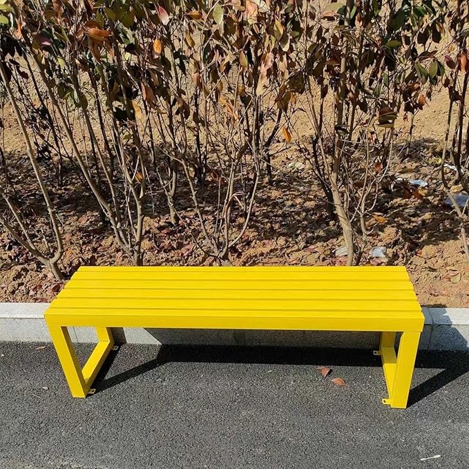 Weatherproof Metal Dining Bench, Outdoor Bench Backless Patio Bench 2-Person Farmhouse Bench Garden Bench for Kitchen, Living Room, Entryway(Yellow,47in)
