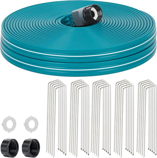 LINEX Sprinkler Soaker Hose 75 ft for Garden Lawn Watering Hose with Stakes