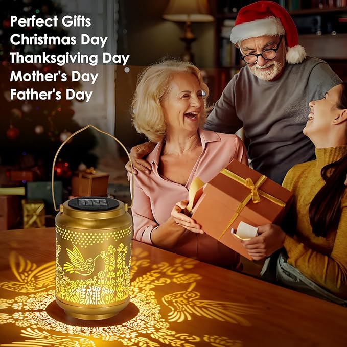 Hummingbird Solar Lanterns Outdoor Lights: Garden Decor Birthday Gifts for Women Mom Grandma Nana Aunt, Hanging Solar Lights Decoration Waterproof Outside for Yard, Patio, Backyard, Porch