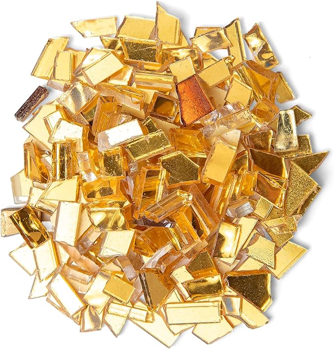 Gold Mixed Irregular Mosaic Glass Mosaic Tiles Pieces, 300g Mosaic DIY Set Adult Mosaic Set, Mosaic Craft Supplies Mosaic Making Supplies