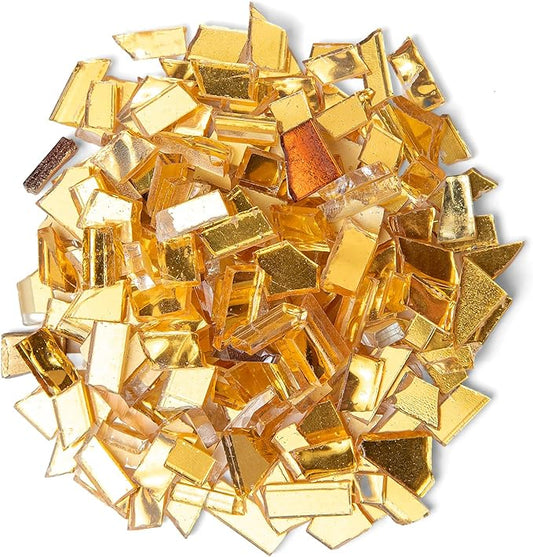 Gold Mixed Irregular Mosaic Glass Mosaic Tiles Pieces, 300g Mosaic DIY Set Adult Mosaic Set, Mosaic Craft Supplies Mosaic Making Supplies