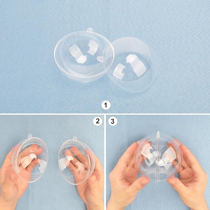 40 Pcs 4 Inch Clear Acrylic Fillable Balls, Christmas DIY Fillable Ornaments Balls, Acrylic Ornaments Ball for Christmas, Holidays, Weddings, Parties, and Home Decor