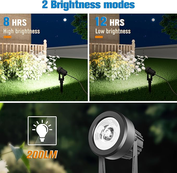 APONUO Solar Spot Lights Outdoor 6-in-1 Solar Landscape Lights Dusk to Dawn Solar Uplights IP65 Waterproof 9.8ft Cable Outdoor Spot Lights for Yard Pathway Garden Tree Decoration (Cool White)