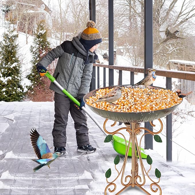 13" Diameter Vintage Metal Bird Bath, Birdbaths with Cast Iron Pedestal, Large Antique Bird Feeder for Outdoors Garden Patio Decor (Copper Lotus)