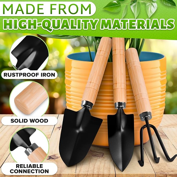 Mini Garden Tools - 3Pcs Indoor Plant Tools Set Indoor Gardening Tools Small Garden Shovel Mni Rake Small Gardening Tools Set Hand Rake Gardening Spade Gardening Supplies Indoor Garden Trowels