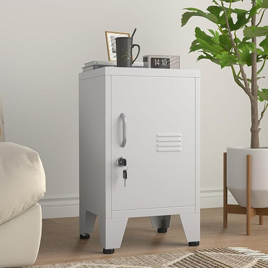 24.4" H Metal Locker Storage Cabinet with 1 Doors, Pantry with Shelves, Storage Cabinet with Adjustable Leveling Foot for Kitchen, Employees, Office, Kids Locker