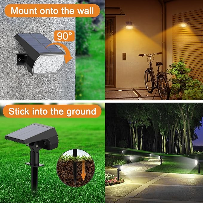 WELALO Solar Color Changing Spot Lights Outdoor, Waterproof Solar Christmas Lights, 7 Modes Multicolor RGB Landscape Spotlights for Garden Yard Driveway Lawn Patio Pathway Easter Decorations, 6 Pack