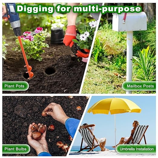 Auger Drill Bit for Planting 3''x32'' Garden Earth Auger 3mm Thicker Drill Augers for Digging Holes Heavy Duty Auger Post Hole Digger for Bulb, Flowers, Plants - Fits 3/8" Hex Drive Drill